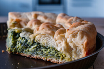 Spinach pie, traditional serbian dish, spinacia oleracea