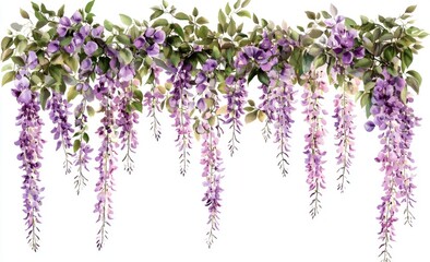 Naklejka premium Delicate wisteria floral garland
