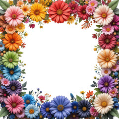 Obraz premium Multicolor Floral Frame with Detailed Spring Blooms