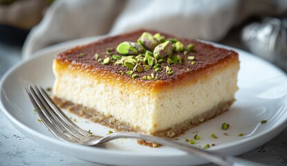 Creamy pistachio topped dessert