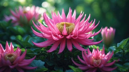Pink Zinnia flower blooming in the garden.