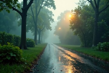 Naklejka premium Gentle rain, soft focus, pure white background, lucid, subtle