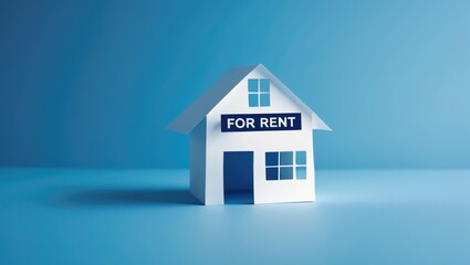Paper house displaying for rent text