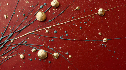 Red Gold And Blue Abstract Paint Splatter Texture