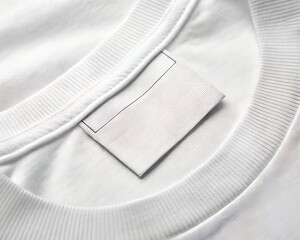 
inner white fabric tag on white t-shirt, close-up