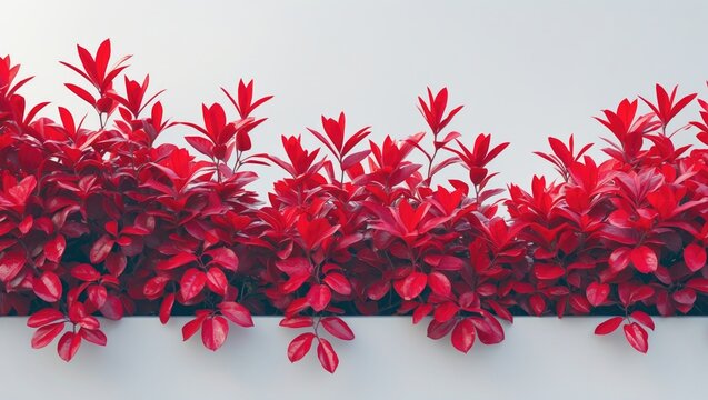 Photinia bush featuring red spring leaves isolated on a white background with a clipping path included. Ideal for framing or graphic borders.