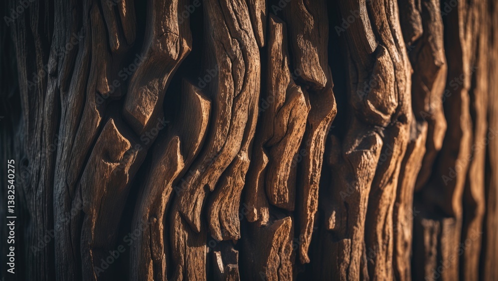 Poster relief texture featuring the brown bark of a tree adorned with green moss. a horizontal image showca