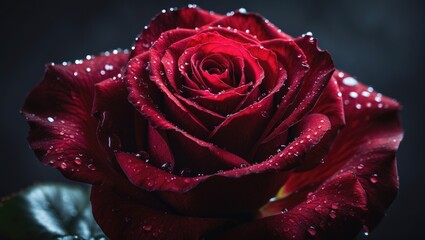 Red rose on flower petals