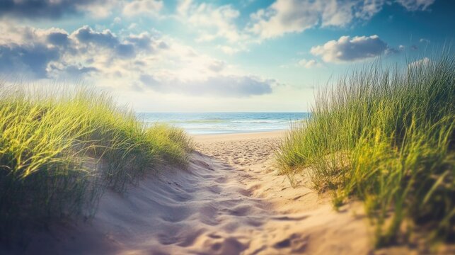 Make Your Own Path. Abstract Business Coaching Motivational Quote on Beautiful Beach Background