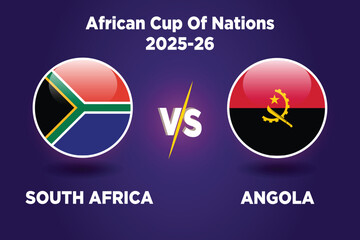 South Africa vs Angola soccer match concept. African cup of nations .Vector illustration of design. SA vs AGO football match