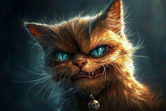 Unleash the fear with a cursed cat from a horror film.