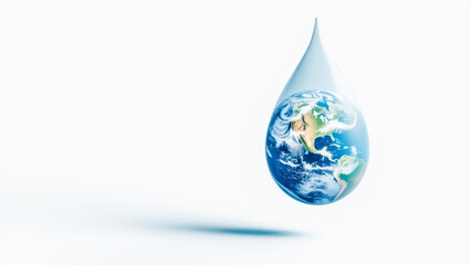 Water Drop with Earth Inside, Symbolizing Water Conservation and Global Environmental Awareness, 111 Characters