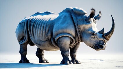 Rhino depicted in side profile, isolated on a white background.