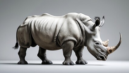 Obraz premium Rhinoceros standing alone on a background with a clipping path.