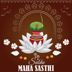 Happy maha sasthi social media poster design for durga puja .