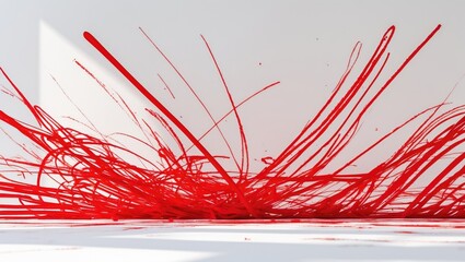 Red pencil marks on a white surface, viewed from above.