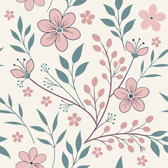 Seamless perfect pattern with small flower motifs in various shades