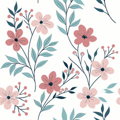 Seamless perfect pattern with small flower motifs in various shades