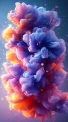 Fototapeta premium Swirling Purple and Orange Cloud on Soft Blue Background