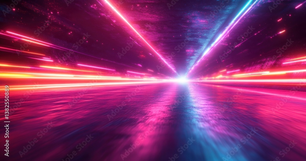 Aufkleber futuristic data flow visualization with vibrant neon light trails and abstract design