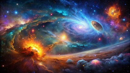 Abstract Universe Silhouette Banners: Colorful Cosmic Flyer Templates