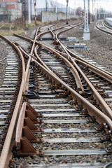 Fototapeta premium Railway tracks in Poland. Symbolism of the road and the passage of time.
