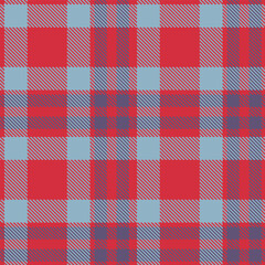 Elegant Warm lipstick red & Rich light grey blue Seamless Tartan Fabric Design