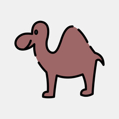 Icon camel. Islamic elements of Ramadhan, Eid Al Fitr, Eid Al Adha. Icons in filled line style. Good for prints, posters, logo, decoration, greeting card, etc.