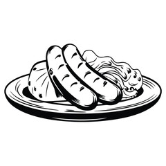 Sausage with Sauerkraut on a Plate