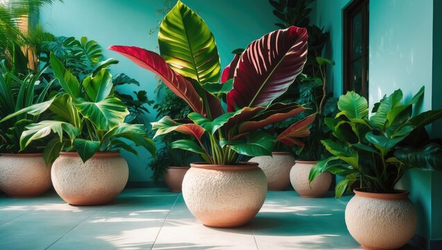 Beautiful house plants for enhancing the living room or office decor.