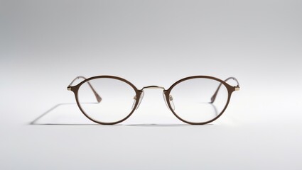 Retro round eyeglasses set against a white background.
