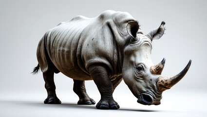 Fototapeta premium Rhinoceros separated from background with clipping path.