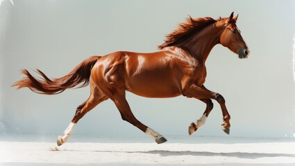 Galloping red horse isolated on a white background.