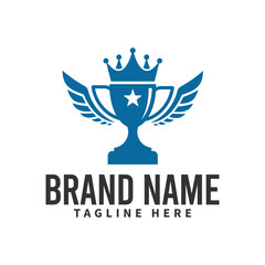 champions trophy logo design with wings of company identity