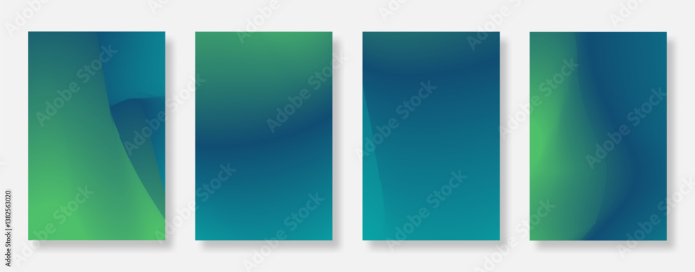 Aufkleber abstract fluid gradient wave poster background set. minimal design with colorful and liquid color fo
