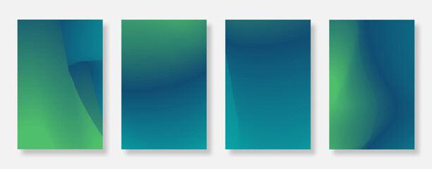 Fototapeta premium Abstract fluid gradient wave poster background set. Minimal design with colorful and liquid color for social media poster, banner, card and flyer