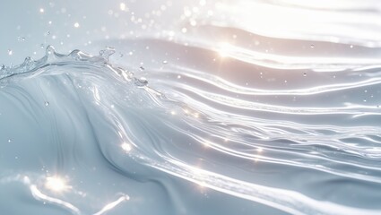 Abstract blue wavy water line isolated on a white background for overlay decoration texture template, water wave with an underwater perspective for body care or beauty spa idea.