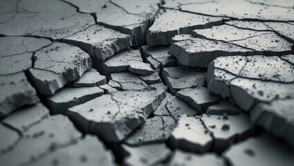 Grey plaster house wall facade featuring dark cracks.