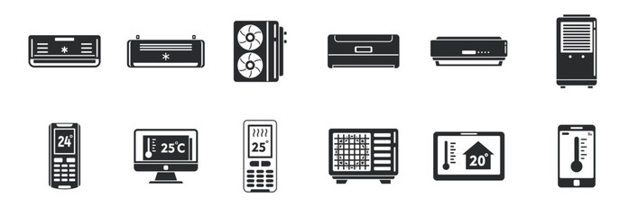 Stylish Air Conditioner Silhouette. vector. editable