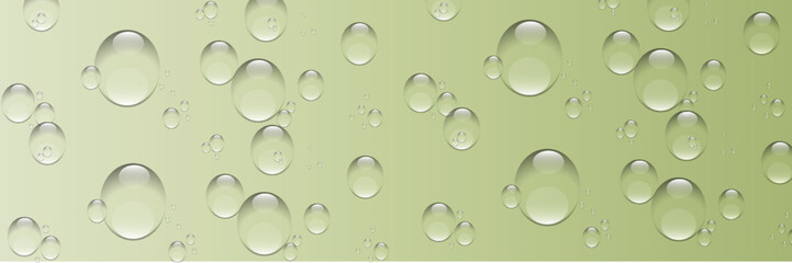 rain water droplets on the green transparent window. Vector