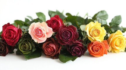 Obraz premium Artistic blend of colorful roses in harmonious arrangement - a stunning visual for Mother's Day digital ads, floral wall art, and elegant greeting card fronts.