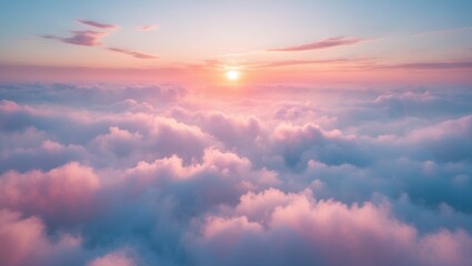 Fototapeta premium Background of colorful sky concept featuring a dramatic sunset with twilight colors and cloud formations.