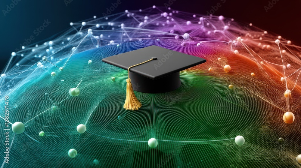 Poster an abstract visualization of the interconnected nature of global online learning