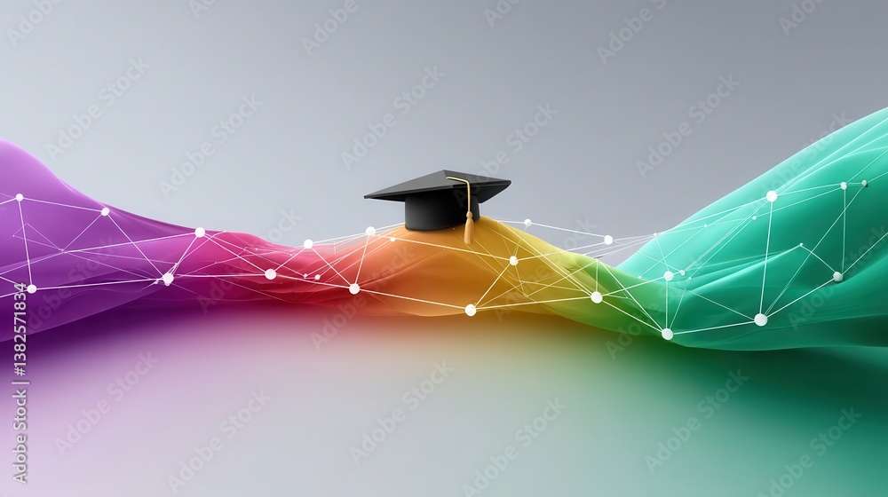 Poster an abstract and colorful representation of the digital transformation in education