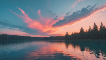 Fototapeta premium Stunning Sunset over the Lower Lake of State Park