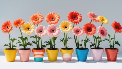 collection of daisy flowers on a white background. each flower is photographed individually.
