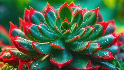 green aloe vera resembling flower with red tips and thick leaves