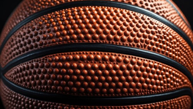 Close-up view of a ball's texture. Textured surface designed for grip. The pattern is consistent and repetitive, emphasizing the iconic design of equipment.