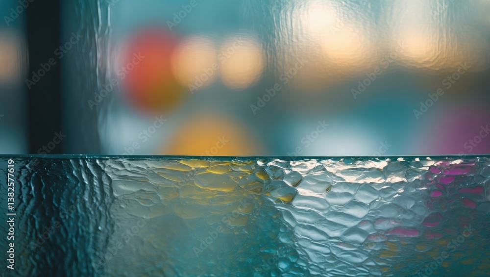 Poster surface of textured glass featuring dark hues. blurred abstract stained glass background. patterned 