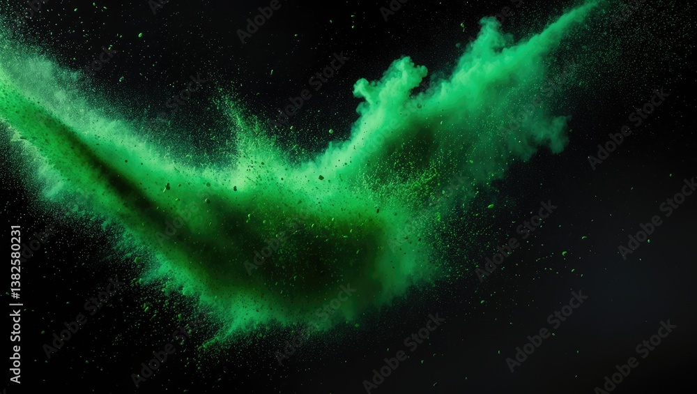 Aufkleber painted holi festival with freeze motion of color dust particles splashing, abstract explosion of mu